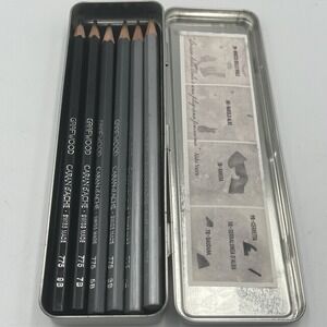 Caran D'ache Metal Box  New Grafwood Drawing Pencils Set of 6 -2H HB 3B 5B 7B 9B